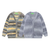Riolio men's Wear Vintage Striped Cardigan Knitted Top Jacket For Men And Women Trendy Loose-Fit Couple Korean Style Sweater