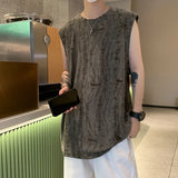 Riolio Tanks Men Ripped Y2k Tops American Streetwear Hip Hop Loose Sleeveless Summer Clothes Sporty All-match Handsome Vintage