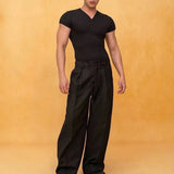 Riolio  Mens T-Shirt Jogging Gym Fitness Zipper Plain T-Shirt Summer Fashion All-Match Slim Short Sleeve Top Men'S Clothing New