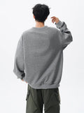 Riolio  hoodie Men Solid Color Round Neck Sweatshirt Long Sleeve Pullover Soft Comfortable Crewneck Sweatshirt For Autumn Casual Wear