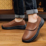 Riolio  Man Pu Leather Big Size Low Top Slip On Casual Shoes Spring Autumn New Lightweight Non Slip Work Shoes Soft Sole Elderly Shoes