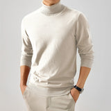 Riolio  Men's Knitted High Collar Long Sve Sweater Autumn Winter Double Flip Casual Comfortable Breathable Pure Color Knitwear