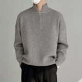 Riolio Men's Clothing Pullovers Black Zipper Knit Sweater Male Zip-up Coat Jacket Collared New in Warm Spring Autumn Neck Cotton Cheap