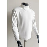 Riolio  Spring Long Sleeved T-shirt Men Slim Fit Casual Stand Up Collar T Shirt Men Streetwear Korean Casual Pullover T Shirt Mens Top