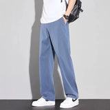 Riolio  Men's Casual Straight Leg Pants Ice Silk Breathable Trousers Lightweight Elastic Waist Loose Fit Streetwear