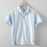 Riolio  Short-sleeve Linen Casual and Breathable Men's Shirt Versatile Summer Polo Shirt