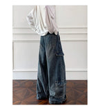 Riolio  Men Workwear Cargo Jeans New Multi Pocket Loose Straight Leg Baggy Streetwear Denim Pants Urban Casual Trousers 2025 Autumn