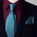 Riolio  2PCS Neck Tie Set 8CM Top Cotton Floral Printed Necktie Fashion Block Flower Suit Ties For Men Shirt Handkerchief Wedding Cravat