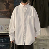 Riolio  Handsome Button Loose Shirts Turn-down Collar Solid Man Business Casual Spring Summer Thin Young Style Men's Clothing Fashion