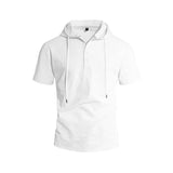 Riolio  Men's Linen Blend Hooded Polo Shirt Summer Casual Short Sleeve Solid Beach T-shirt