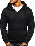 Riolio New Fashion Men's Casual Slim Fit Autumn European Size Cardigan Solid Color Zipper Cardigan Hooded Hoodie Coat