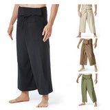 Riolio New Summer Daily Thai Fisherman Linen Pants Men's Women's Loose Yoga Pirate Harem Pants Baggy Hosen Homewear Quick-Dry Trousers