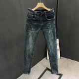 Riolio Y2k  Men Fashion Stylish Brand Denim Pants High Quality Designer Slim Fit All-match Trousers Casual Stretch Pencil Cropped Jeans