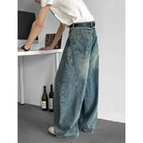 Riolio Men Baggy Jeans Wide Leg Unisex Streetwear Hip Hop Dance Pants Loose Fit Trousers Oversized Urban Jogger Street Dance Clothing