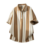 Riolio  Soft Lightweight Men's T-Shirt Versatile Top Summer Polo Shirt Fashion Stripes Trendy Fit Stylish Comfortable High-Quality Daily