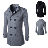 2024 Autumn Men Boutique Black Gray Classic Solid Color Thick Warm Coats Men's Extra Long Trench Coat Male Jacket