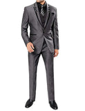 Riolio  Casual Business Men Suits for Wedding 3 Pieces Suits Man Groom Tuxedos Slim Fit Peak Lapel Terno Masculino Costume Homme