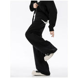 Riolio  Unisex Black Oversized Wide-Leg Sweatpants Drop Crotch with Side Pocket Baggy Fit