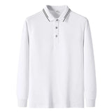 Riolio  Long Sleeve Polo Shirt Men's Business Casual Striped Loose Fit Anti-Wrinkle Fly Smooth Spring Autumn Fashion