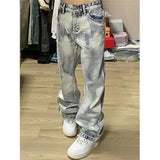 Riolio American retro straight leg washed tie dye jeans for men and women on high streets loose and straight leg casual long pants y2k