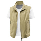 Riolio  Men Outdoor Leisure Breathable Sleeveless Vest Men Solid Fishing Photography Waistcoat Tactical Casual High-Quality Vests Male