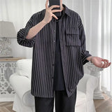 Riolio  Men Trend Japanese Style Vintage Simple Casual High Street Button Shirt Lapel Short Sleeve Loose All Match Tops Camisa Masculina
