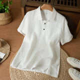 Riolio  Summer Solid Color Linen Short-sleeved Shirt Men's Light and Breathable Simple Thin Retro Casual Top
