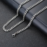 Riolio Men 3D Vertical Necklace Geometry Stainless Steel Cuban Necklace Temperament Cool Vertical Pendant Necklace