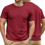 Riolio  Men's Cotton Solid T-shirt Summer Casual Crew Neck Short Sleeve Sport Tee