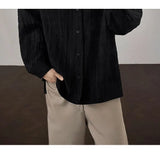 Riolio  Autumn New Design Pleated Men's Texture Casual Fashion High-end Loose Versatile Long-sleeved Shirt