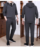 Riolio Men's Set Winter Pure Cotton Middle-aged and Elderly Sports Plus Velvet Set Winter Dad Set Two-piece Cardigan Lamb Wool Set