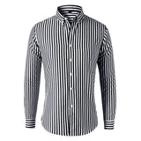Riolio  Loose Fit Casual Long Sleeve Men's Shirt Business Casual Striped Stand Collar Spring New Arrival T-Shirt Style Male Fashion