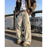 Riolio Mens Casual Workwear Cargo Pants Loose Fit Straight Wide Leg Multi Pocket Utility Tactical Outdoor Hiking Durable Heavy Duty