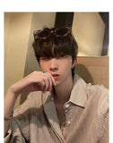 Riolio Korean Version Solid Color Elastic Fashionable Top Men Solid Color Free Long-sleeved Shirt for Autumn New High-end Trendy Shirt