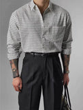 Riolio  American Sle Hard Man Plaid irt Men's Bubble Cloth Texture Loose Long Sve Open Cardigan Casual Workwear ket Sle S...