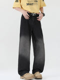 Riolio  Men's Korean Style Denim Pants Old Washed Male Jeans Straight Casual Menwear Vintage Loose Wide Leg Trousers New Fashion