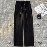 Riolio Ice Silk Casual Pants Men Thin Sport Straight Sweatpants Linen White Loose Fold Ankle-length Walking Trousers Male