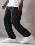 Mens Corduroy Pants With Drawstring Waist Loose Fit Casual Trousers