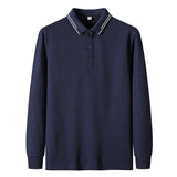 Riolio  Long Sleeve Polo Shirt Men's Business Casual Striped Loose Fit Anti-Wrinkle Fly Smooth Spring Autumn Fashion