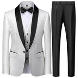 Riolio Coat Vest Pants 3 Piece Suit Set Luxury Groom Wedding Dress Party High End Waistcoat Slim Fit Lapel Blazer Jacket Men Trousers