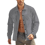Riolio  New Men's Heavy Corduroy Shirt Long Sleeve Shirt Casual Cardigan Jacket