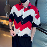 Riolio  Men's Clothing New Spring Summer Man Printing Short Sleeve Loose Handsome Turn-down Collar Fashion Casual Streetwear Shirts