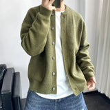 Riolio  European Size Knitted Cardigan Men's Autumn Winter Solid Color Sweater Jacket