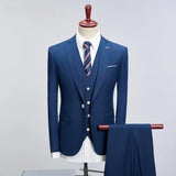 Riolio  Men's Three-Piece Suit Casual Business Professional Wedding Groomsmen Formal Wear Slim Fit Cotton Blend Polyester Fiber