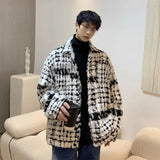 Riolio Autumn Winter Men's Thiened Plaid Velvet Jaet Small Fraance Sle Outerwear Youth Trendy Long Sve Loose Fit Coat
