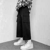 Riolio Fashion Brand Japanese Loose Straight Leg Workwear Pants for Men's Instagram Functional Hip-hop Wide Leg Cropped Casual Pants