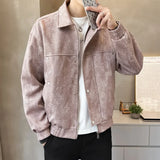 Riolio American Street Style Men's Jacket Handsome Trendy Jacket with Retro Collar Design and Rivet Decoration Double Door Front Coat