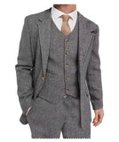 Riolio fashion suits for men Gentleman Suit Formal Business Tweed Men's Tuxedo Business Men's Three-piece Brown Suit