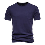 Riolio 100% Cotton Men's T-shirts Single Pocket Fashion Solid Color Casual Tshirts for Men Brand Quality Tops Tees New Summer