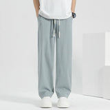 Riolio  Khaki Color Pure Cotton Linen Men's Summer Casual Sports Pants Loose Fit Straight Leg Trousers Faionable Urban Sle
